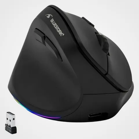 Bluestork souris verticale gaucher RGB, souris gaucher